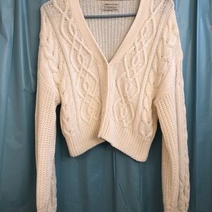 Urban Outfitters Ivory Cable Knit Cardigan